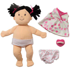Baby Stella Peach Doll with Black Pigtails