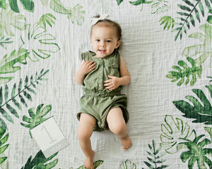 Little Unicorn Photo Blanket / Tropical Leaf