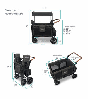 Wonderfold W4 LUXE Push Quad Stroller Wagon