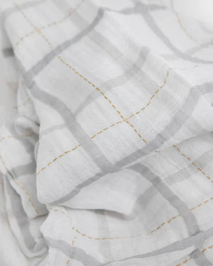 Little Unicorn Cotton Muslin Swaddle / Grey Plaid