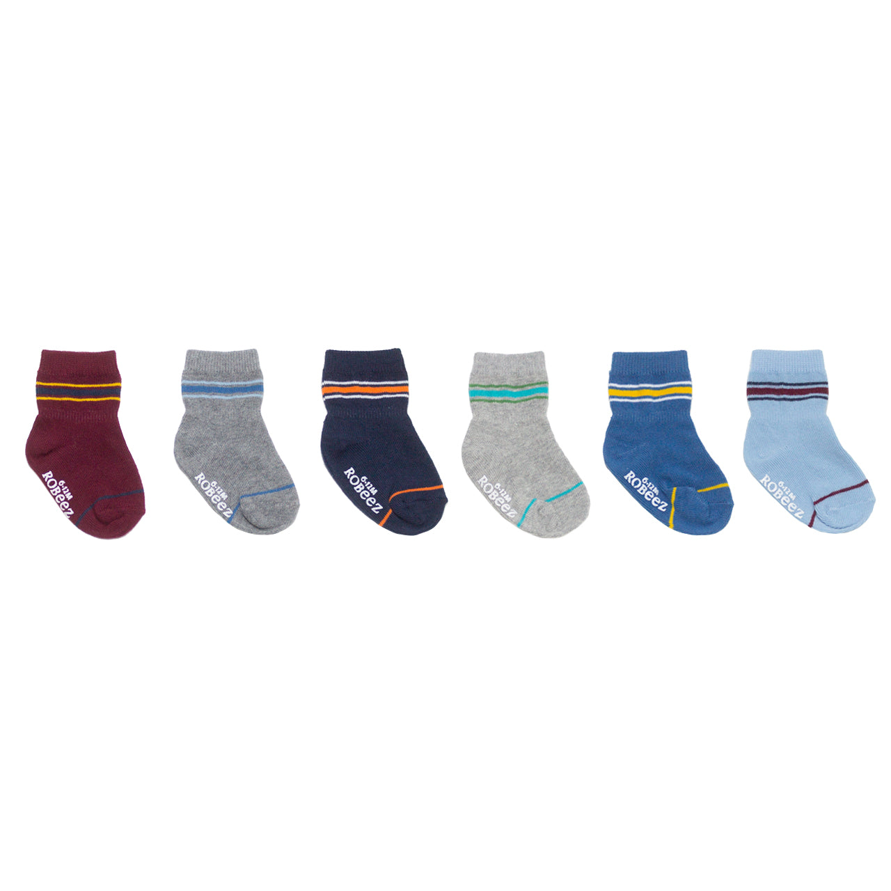 Robeez Infant Crew Socks 6-Pack / Boy - Varsity Stripes