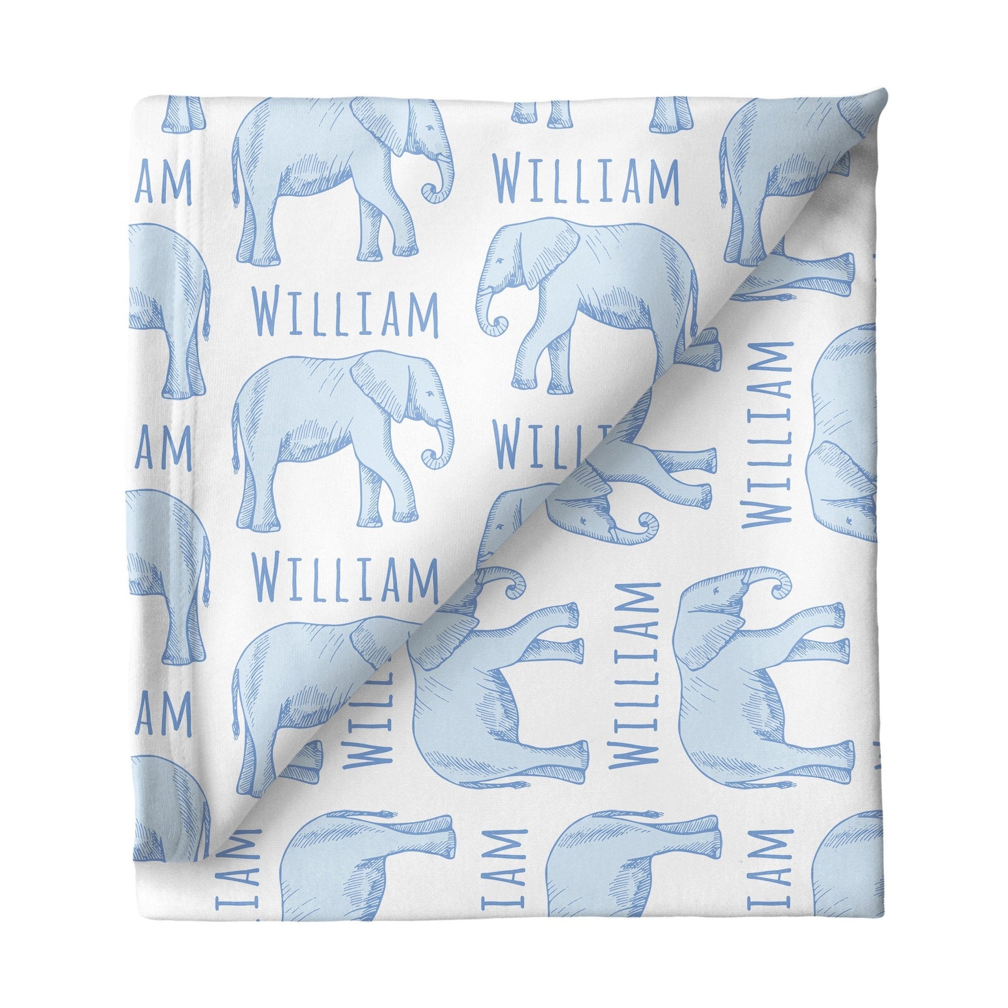 Sugar + Maple Personalized Stretchy Blanket | Elephant Blue