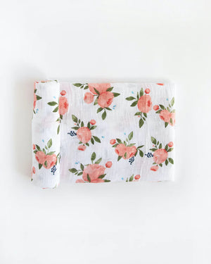 Little Unicorn Cotton Muslin Swaddle / Watercolor Roses