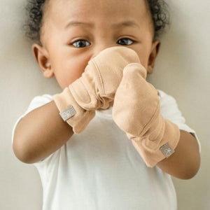 goumikids Bamboo Organic Cotton Stay-On Mitts / Sandstone