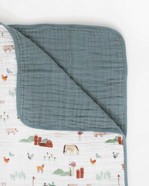 Little Unicorn Cotton Muslin Original Quilt (47"x47") / Farmyard