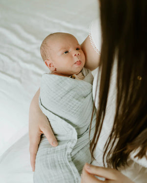 Little Unicorn Organic Cotton Muslin Swaddle Blanket / White Sage