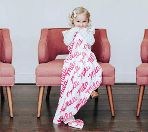 Plush Minky Fleece Personalized Blanket | Repeating Name