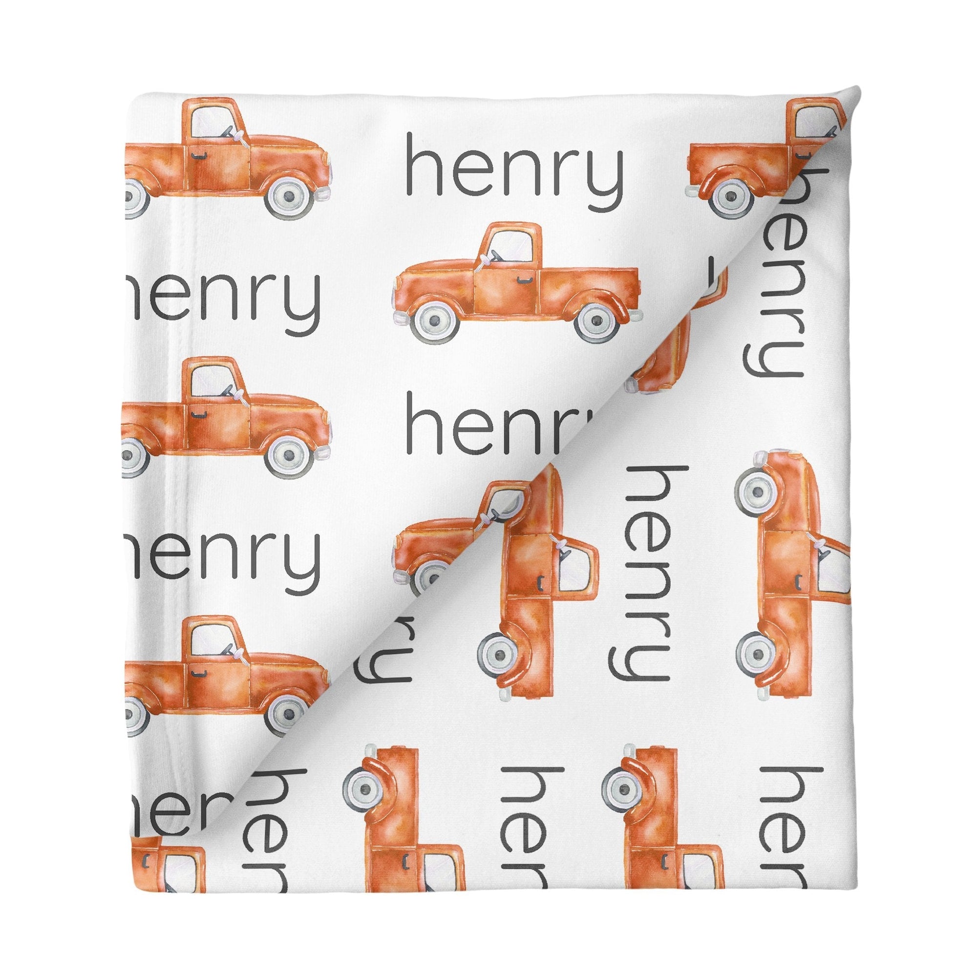 Sugar + Maple Personalized Stretchy Blanket | Truck Orange