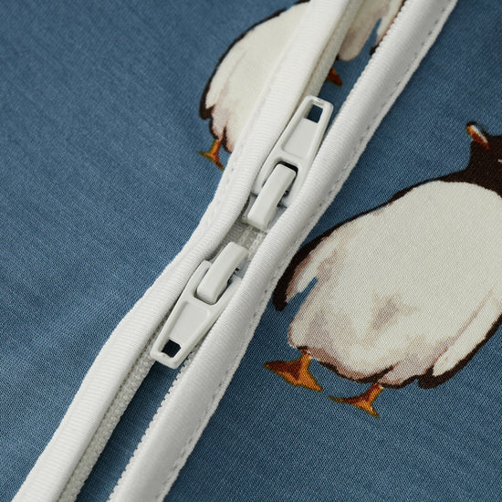 Milkbarn Luxe Stretch Zipper Footed Romper / Penguin