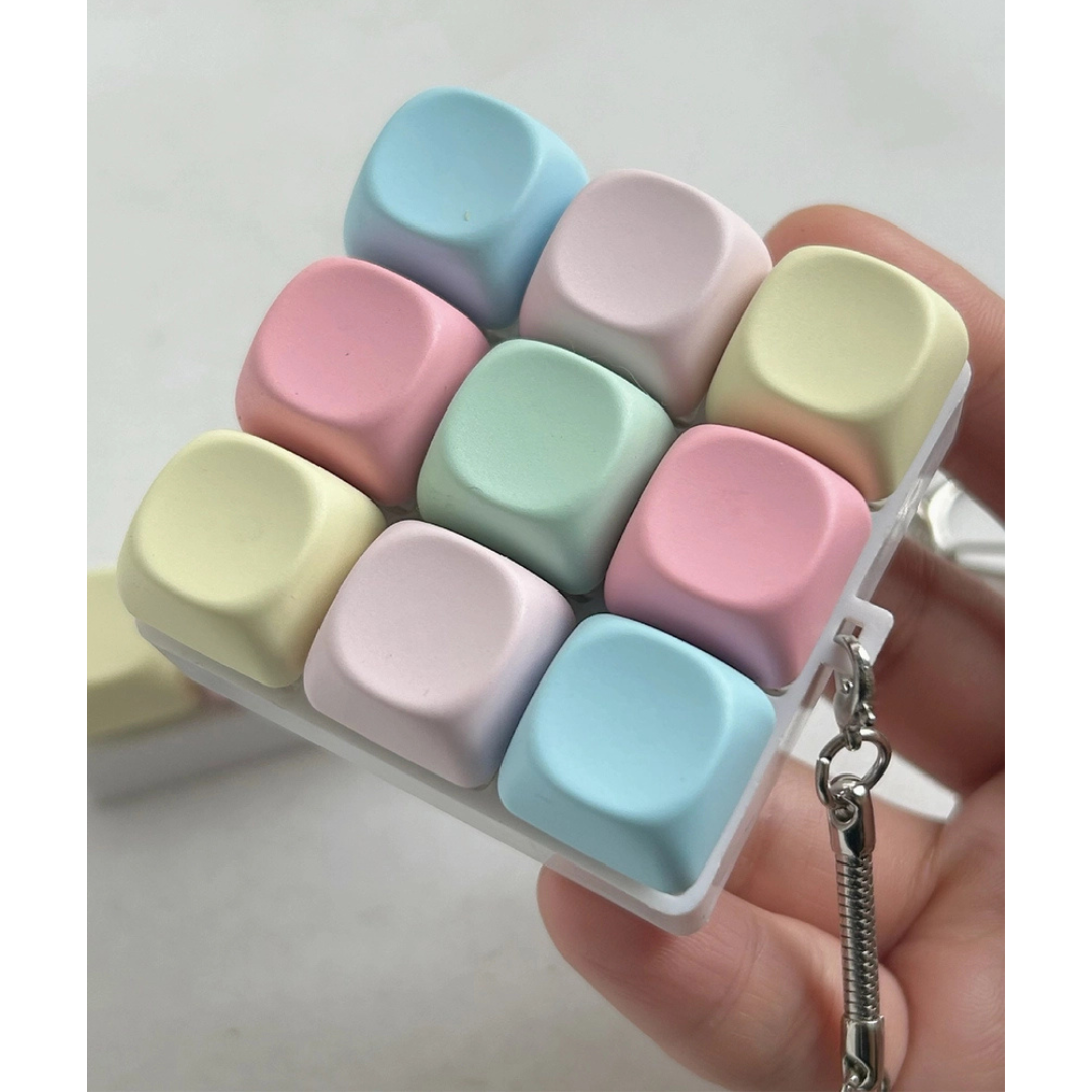 9 Button Keyboard Pastel Keychain