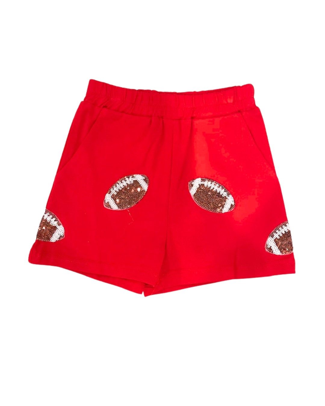 Red Sequin Gameday Football Shorts