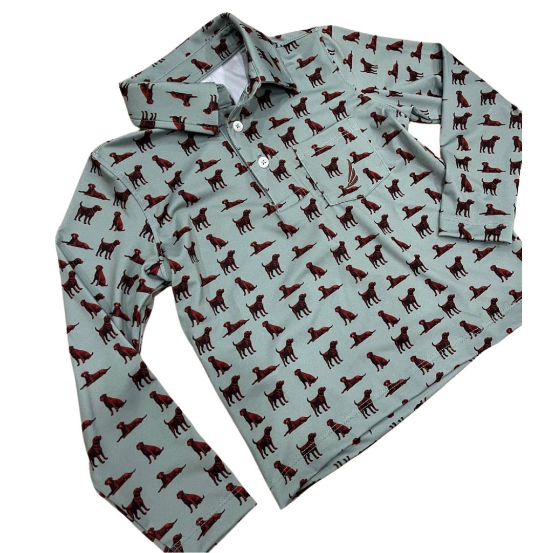 Coolybri Miles Performance Long-Sleeve Polo / Dogs
