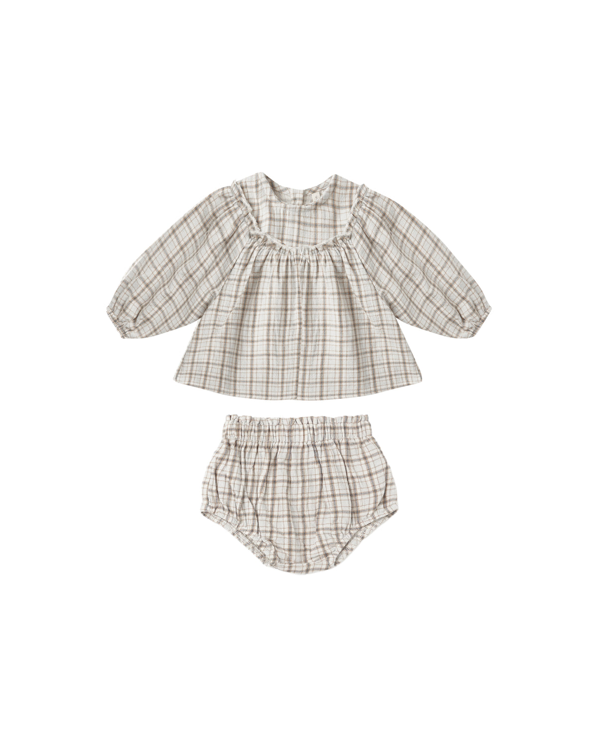 Quincy Mae Mia Top & Bloomer Set / Blue Plaid