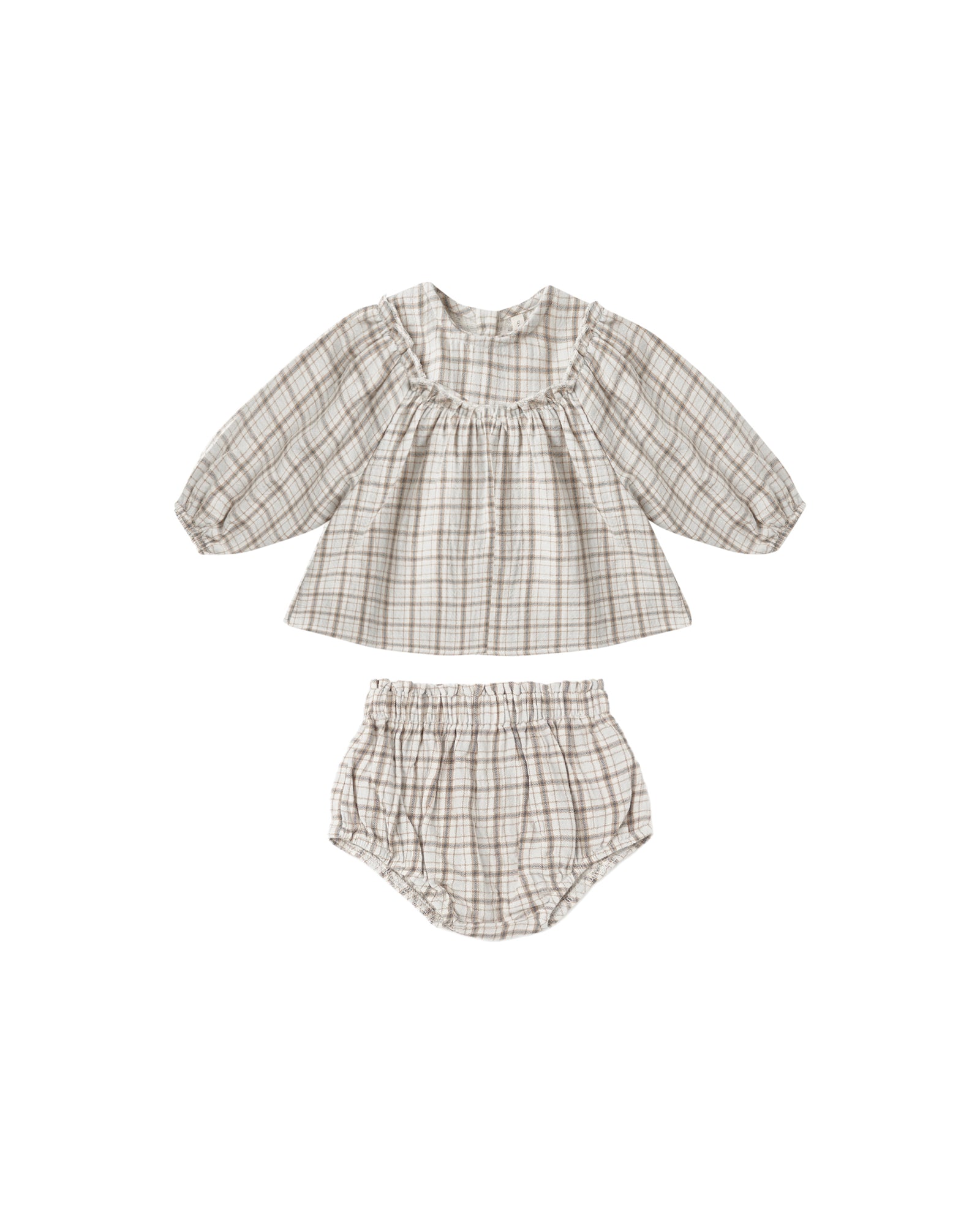 Quincy Mae Mia Top & Bloomer Set / Blue Plaid