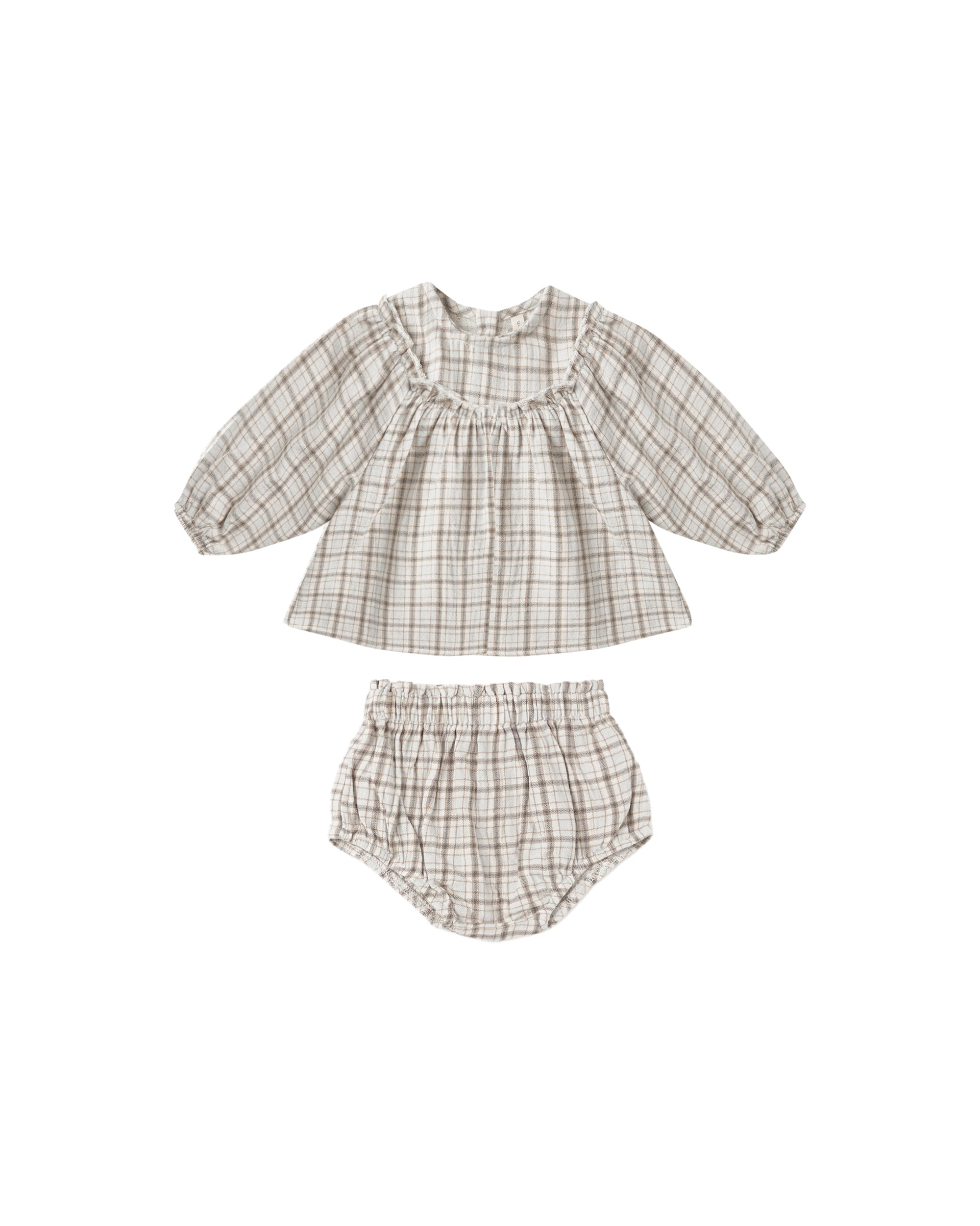 Quincy Mae Mia Top & Bloomer Set / Blue Plaid