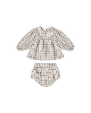 Quincy Mae Mia Top & Bloomer Set / Blue Plaid
