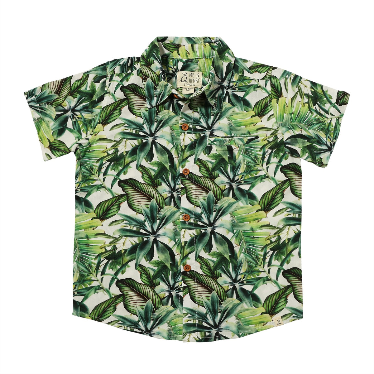 Me & Henry Maui Button Up Shirt / Green Palm