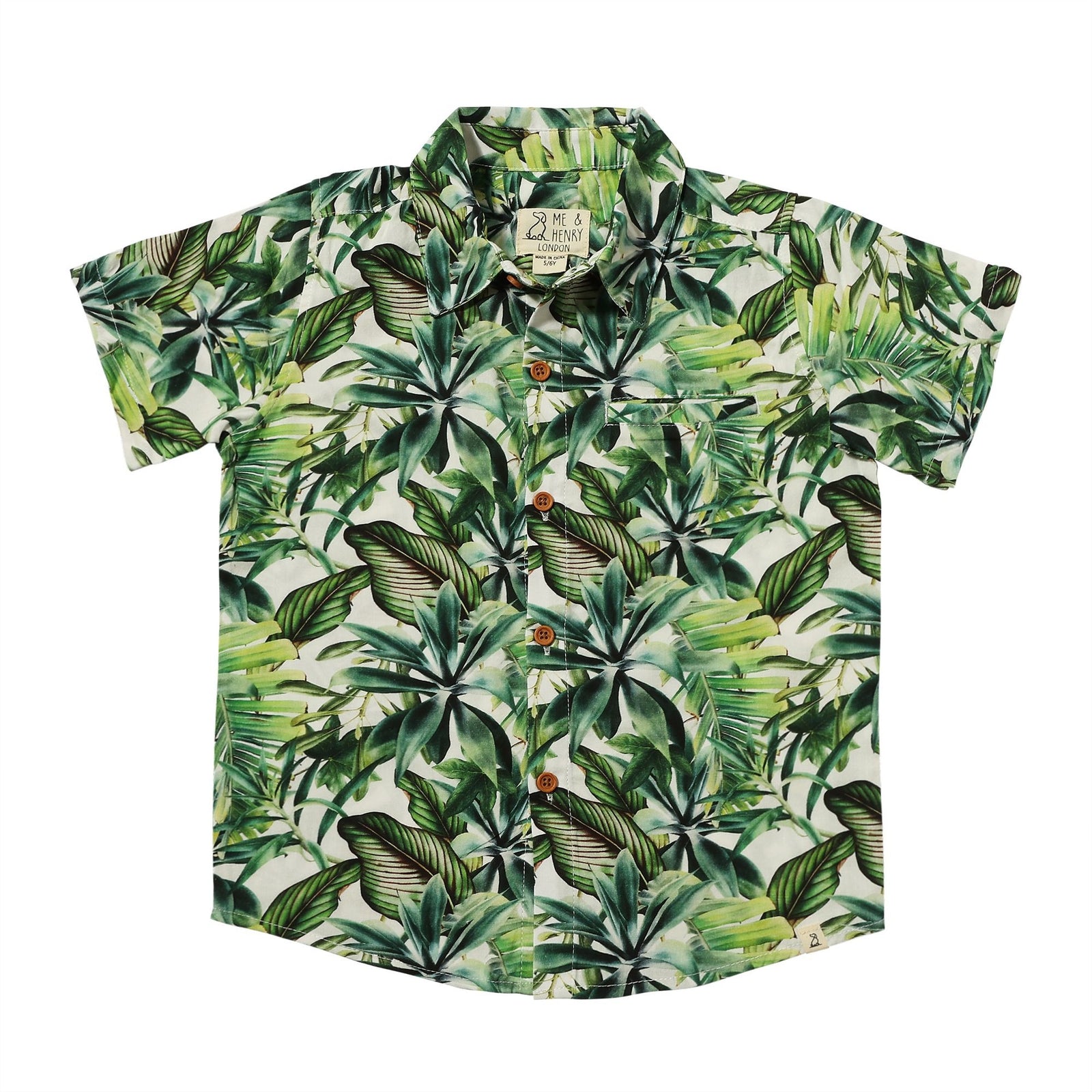 Me & Henry Maui Button Up Shirt / Green Palm