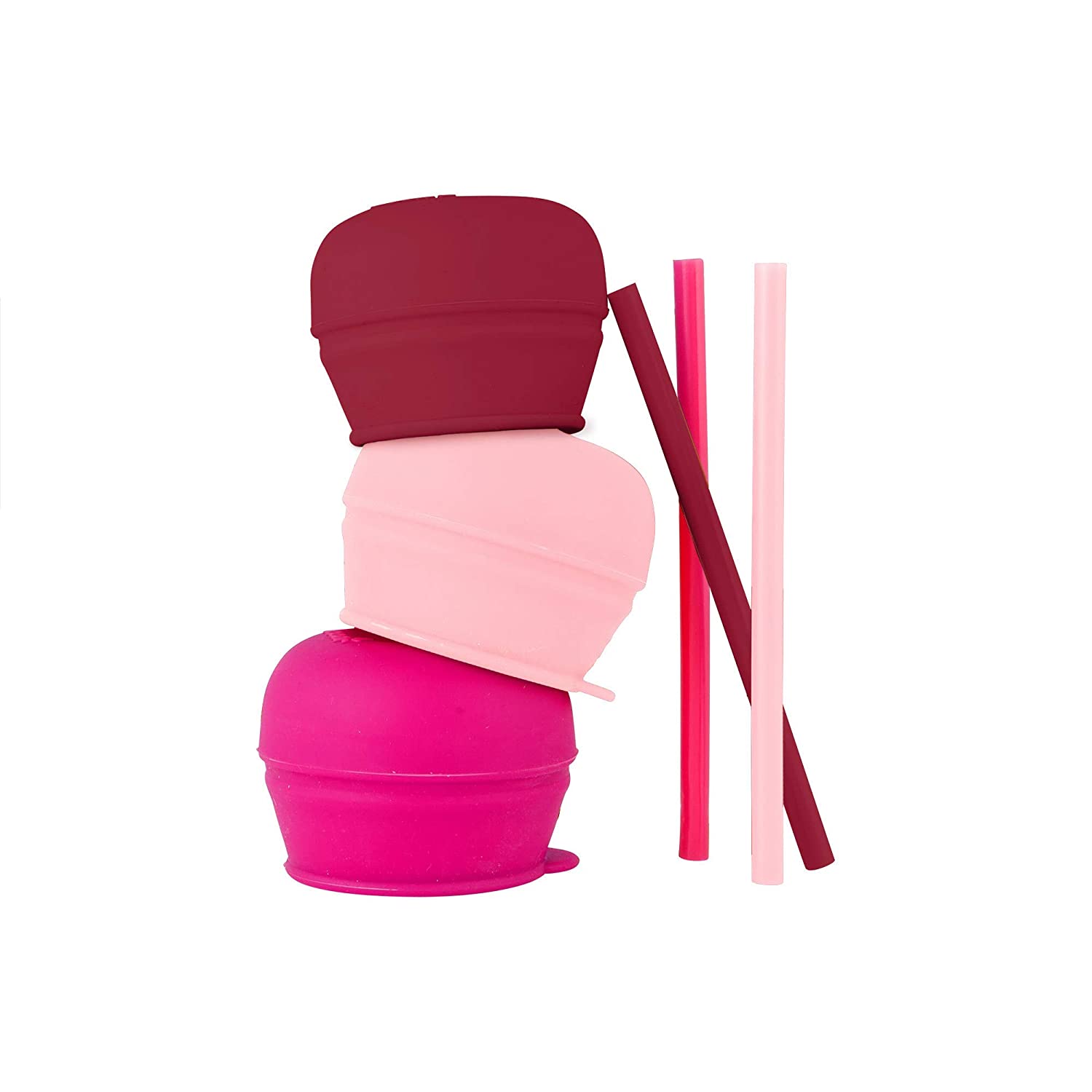 Boon Snug Straw Lids 3 Pack - Pink