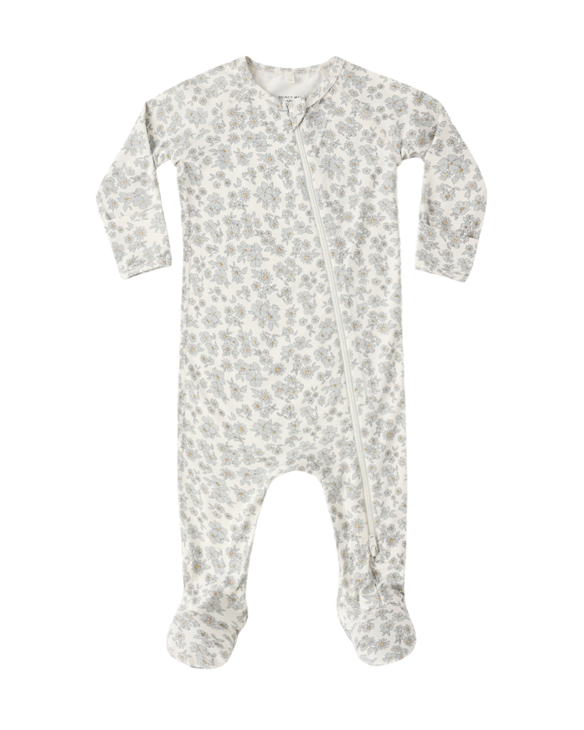 Quincy Mae Bamboo Zip Footie / Blue Floral