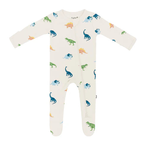 Kyte Baby Zippered Footie / Ecru Roar