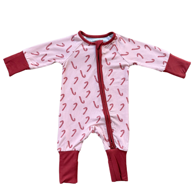 Babysprouts Zip Romper / Candy Cane