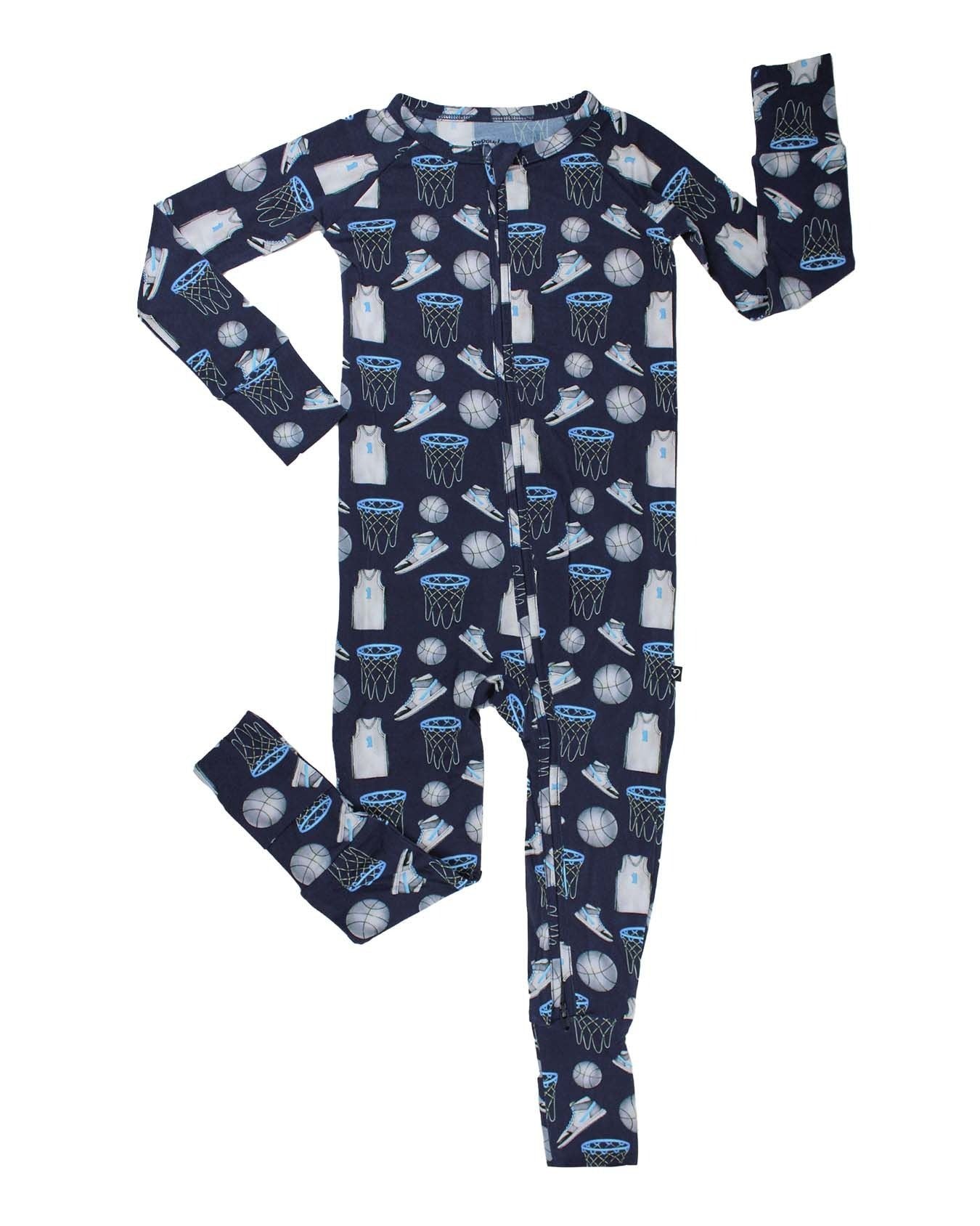 Lev Baby Poppy Convertible Romper / Navy Basketball (Duncan)