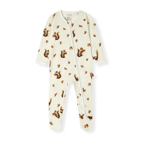 Milkbarn Luxe Stretch Zipper Footed Romper / Chipmunk