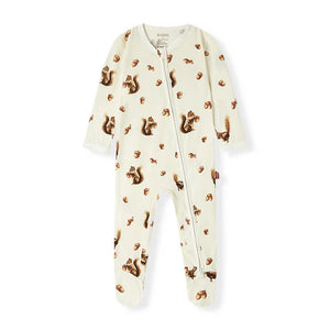 Milkbarn Luxe Stretch Zipper Footed Romper / Chipmunk
