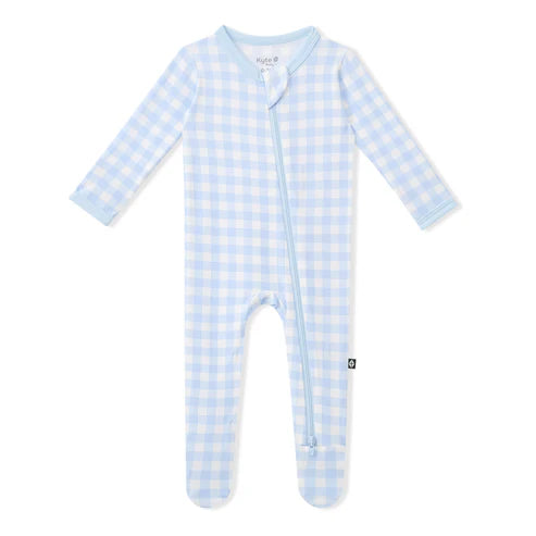 Kyte Baby Zippered Footie / Gingham Breeze