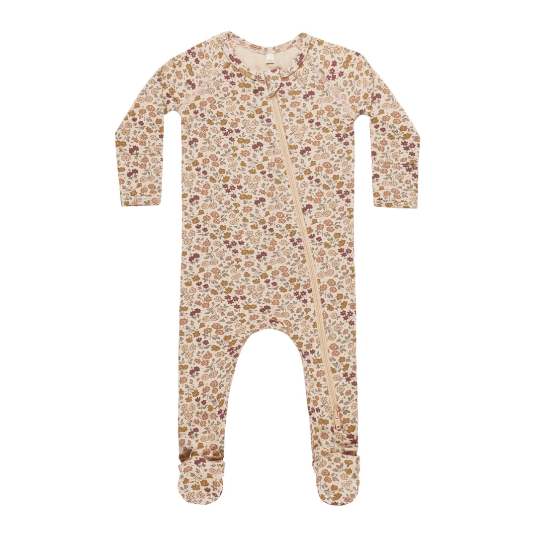 Quincy Mae Bamboo Zip Footie / Posy