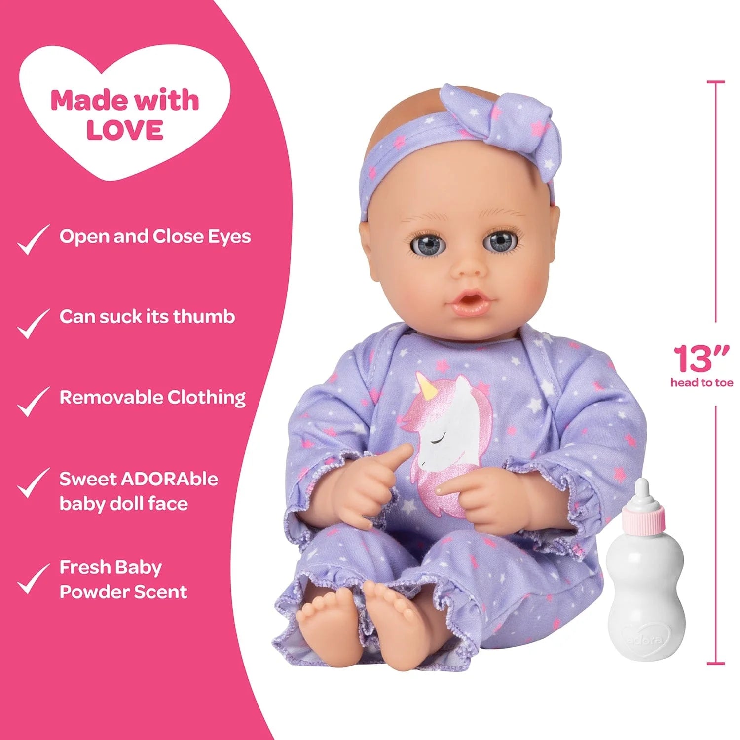 Adora PlayTime Unicorn Glitter Baby Doll, Doll Clothes & Accessories Set