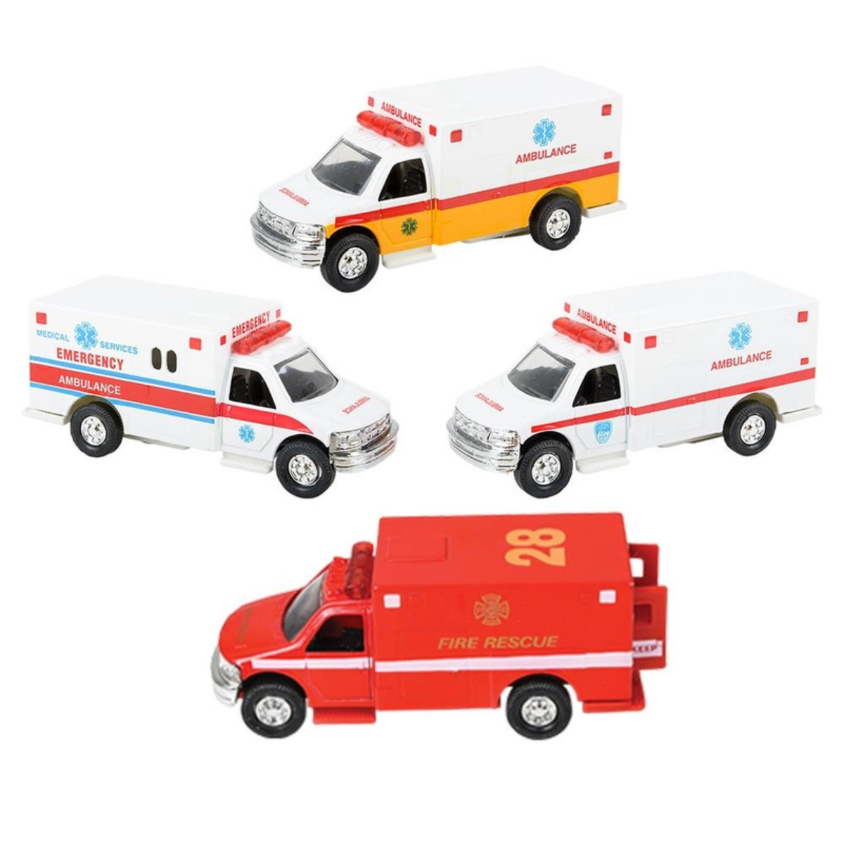 5" Diecast Pull Back Rescue Ambulance