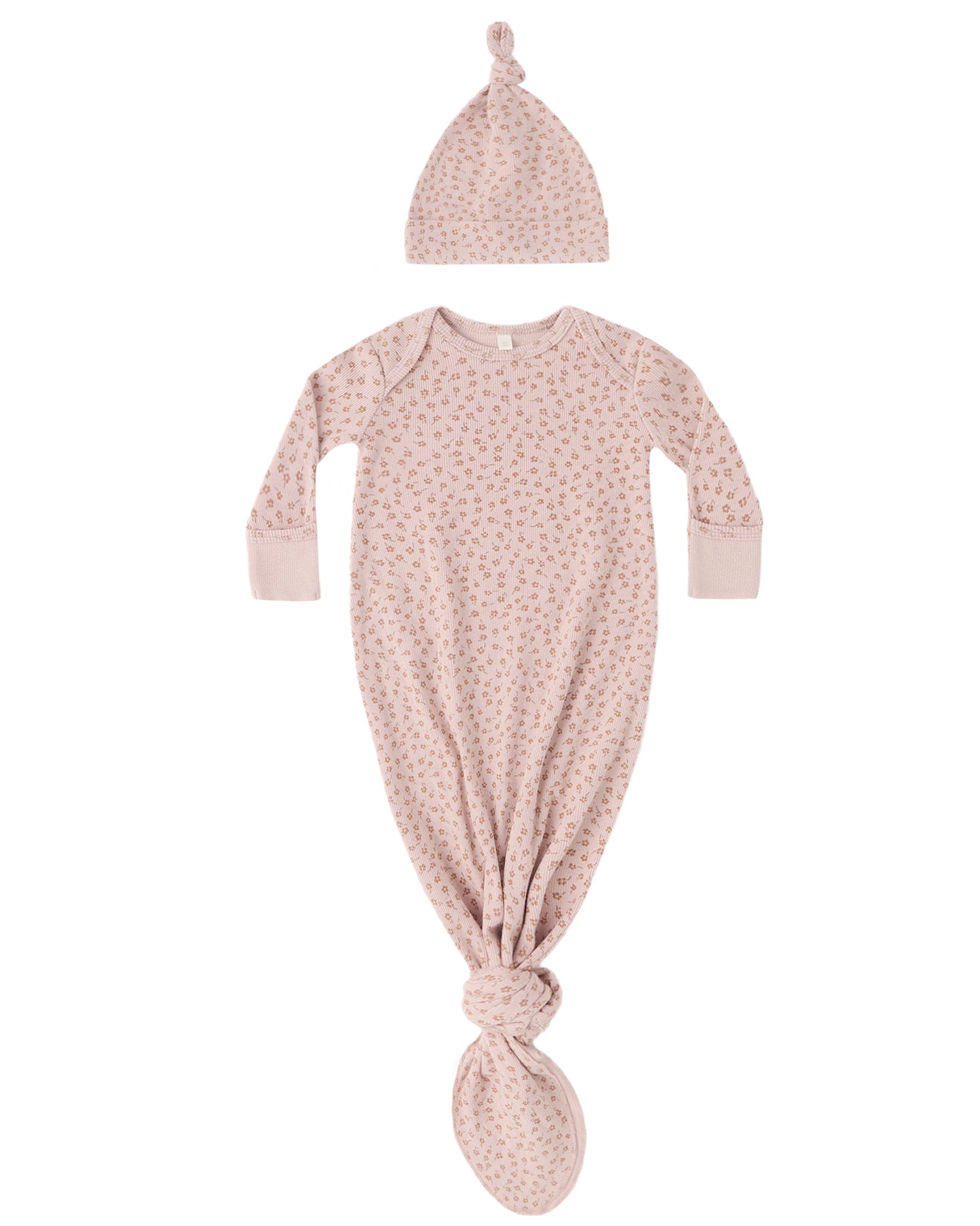 Quincy Mae Knotted Baby Gown & Hat Set / Posy