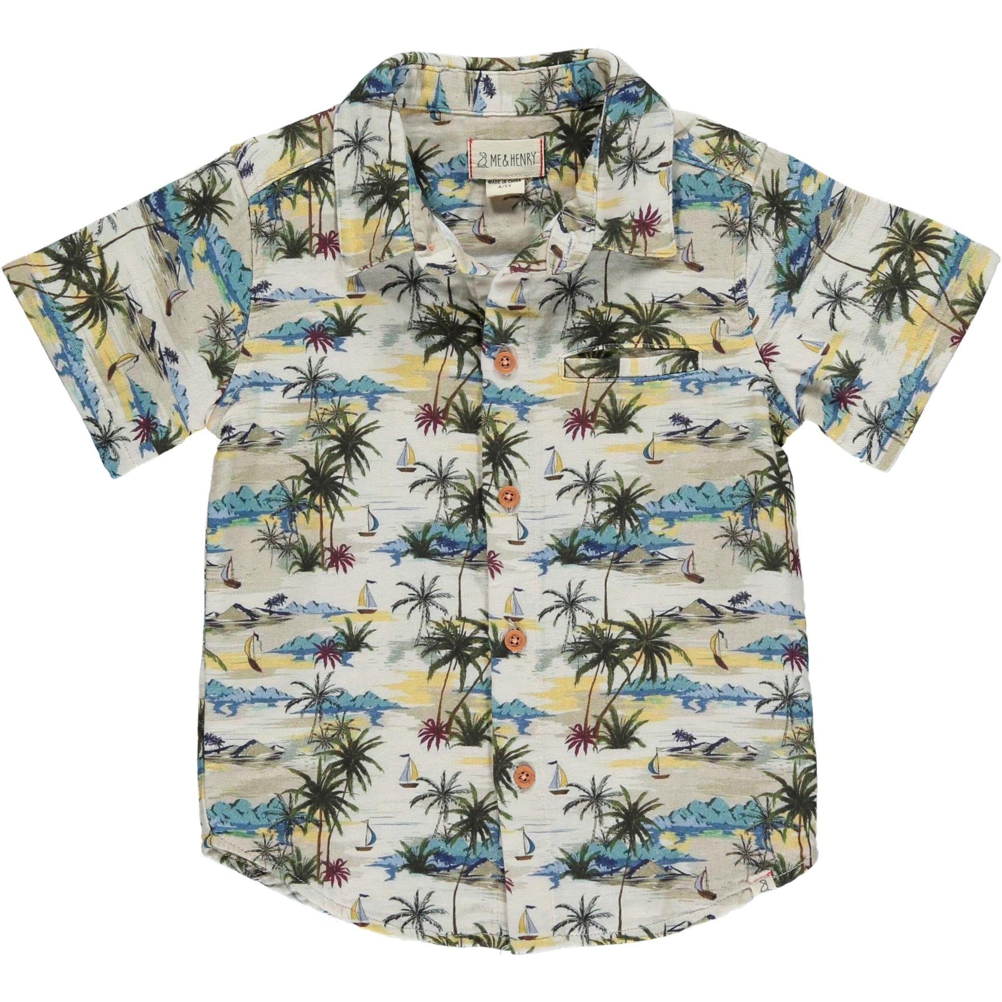 Me & Henry Maui Button Up Shirt / Cream Hawaiian