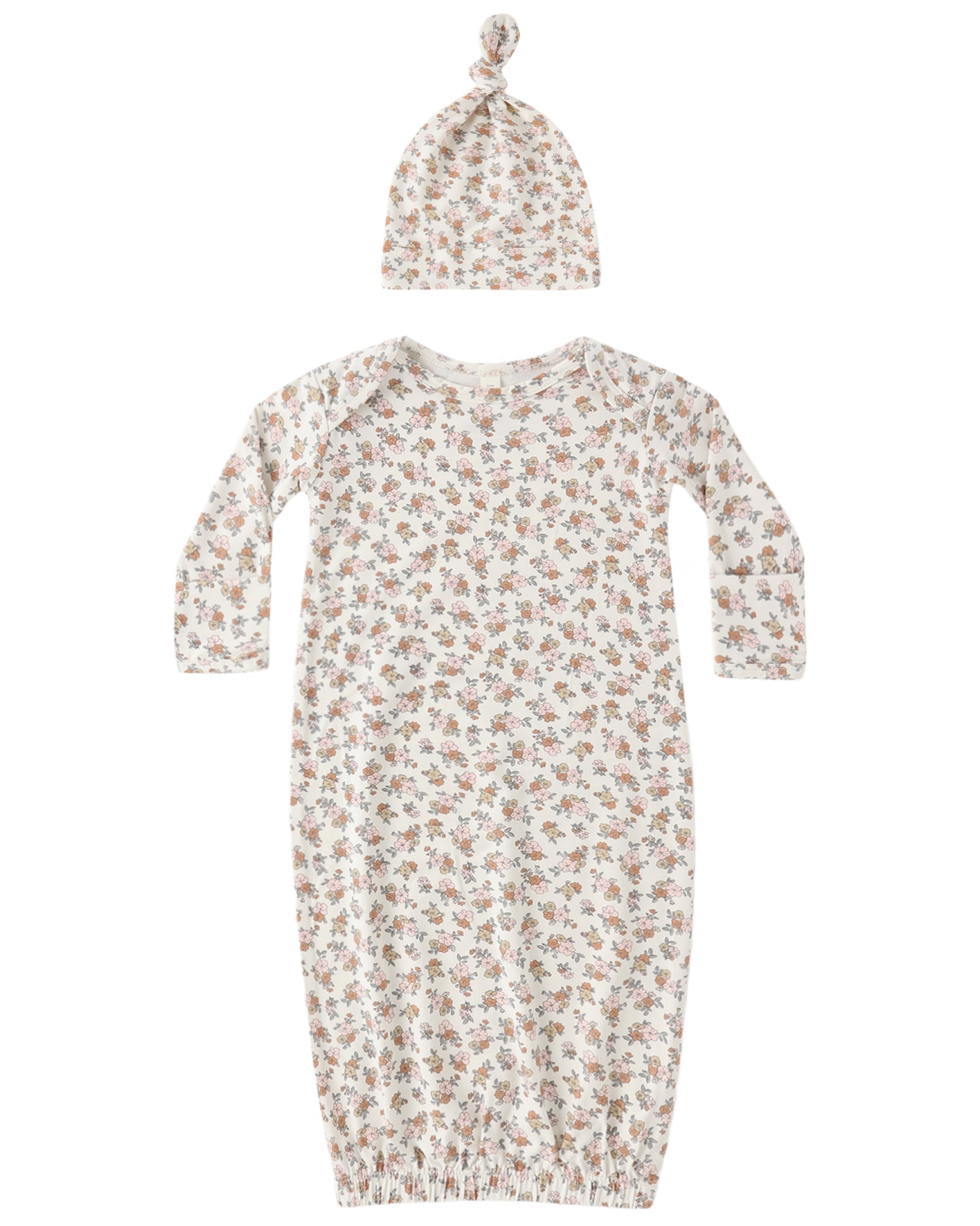 Quincy Mae Bamboo Baby Gown & Hat Set / Wildflowers