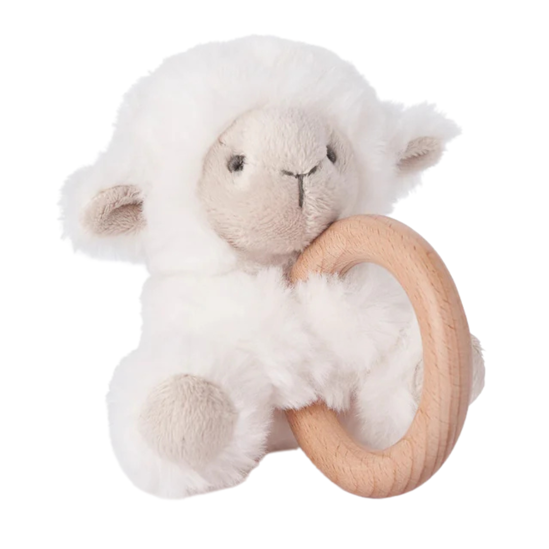 Elegant Baby Ring Rattle Plush / Lamb