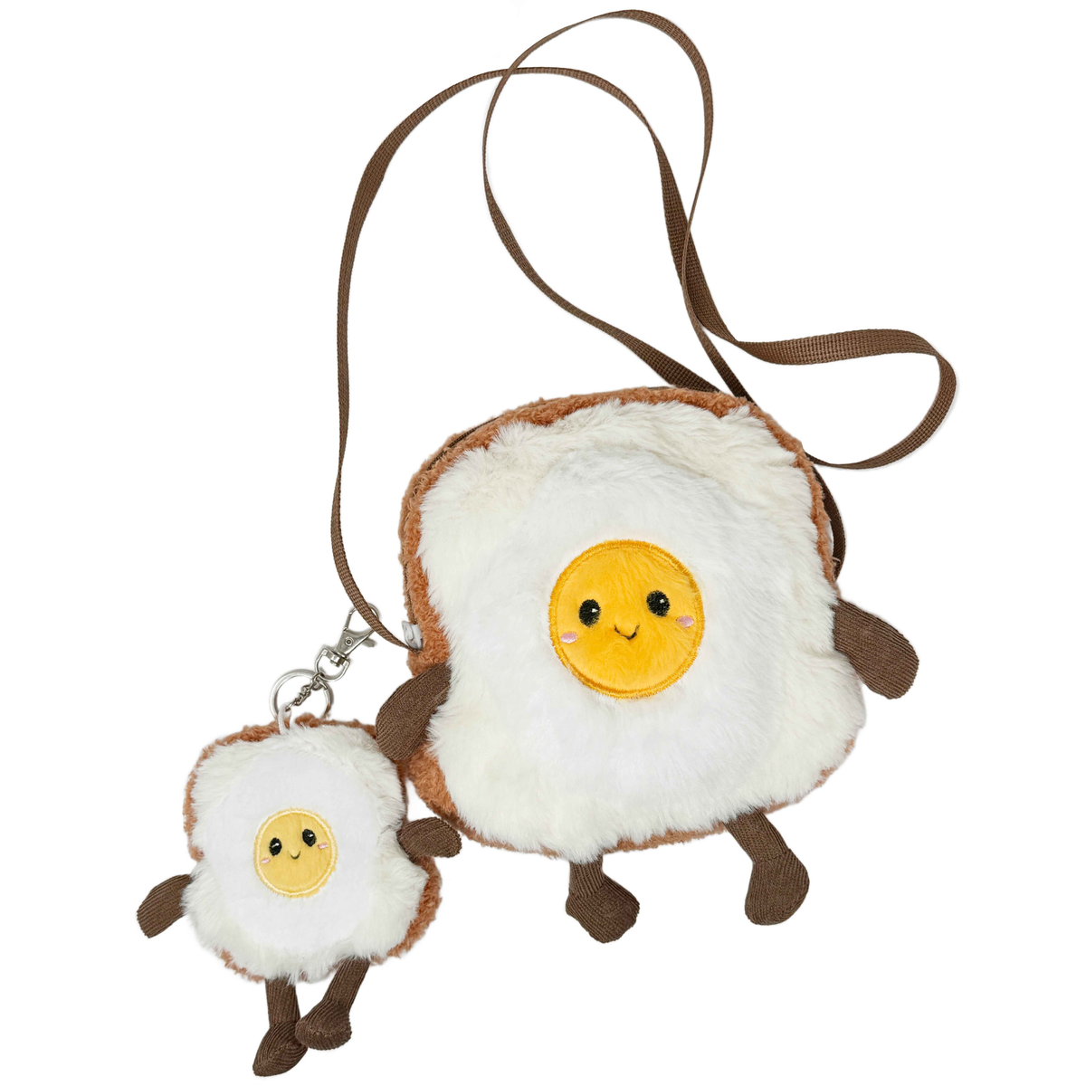 Fuzzy Crossbody Bag with Keychain / Toast