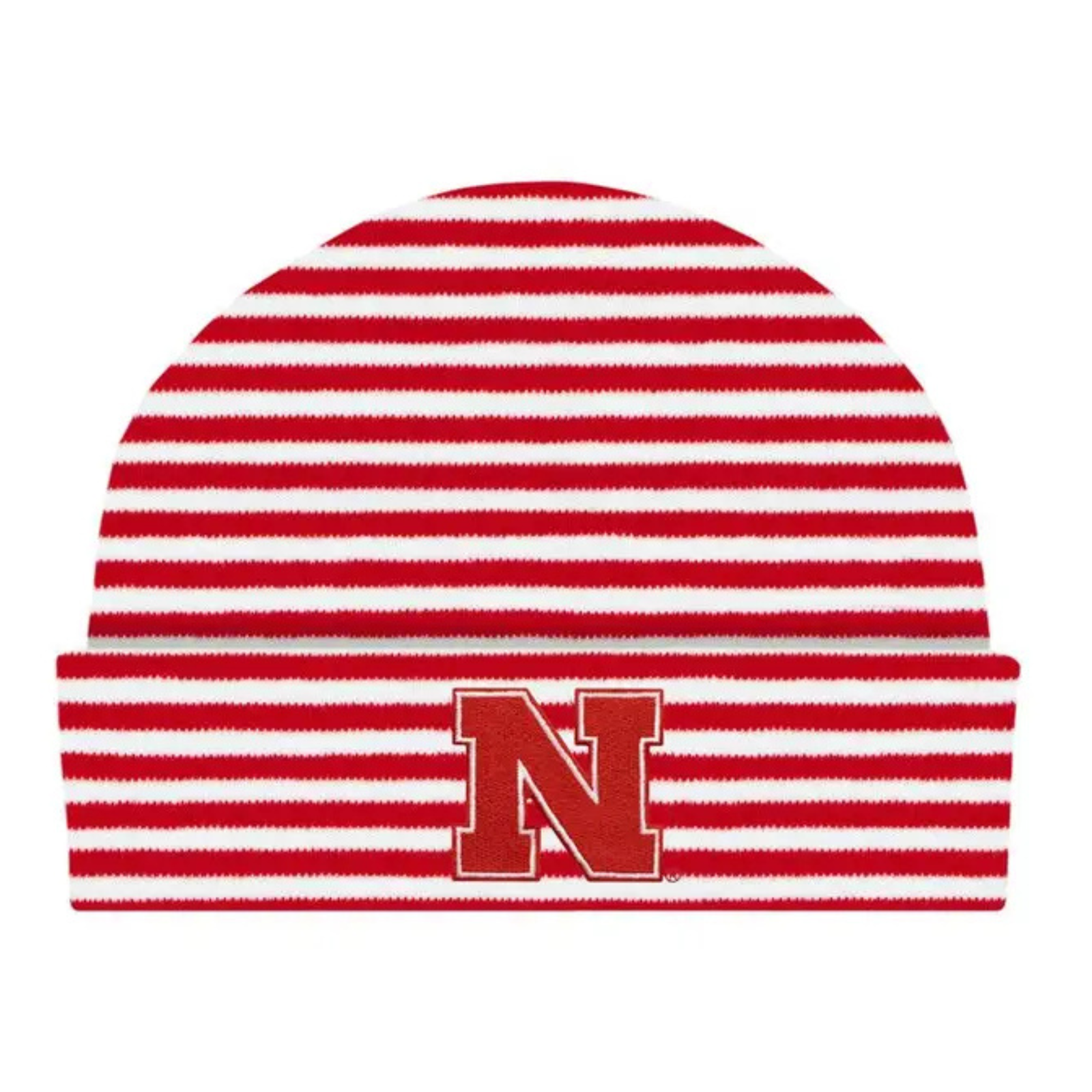 Nebraska Newborn Knit Hat - Red & White Stripes