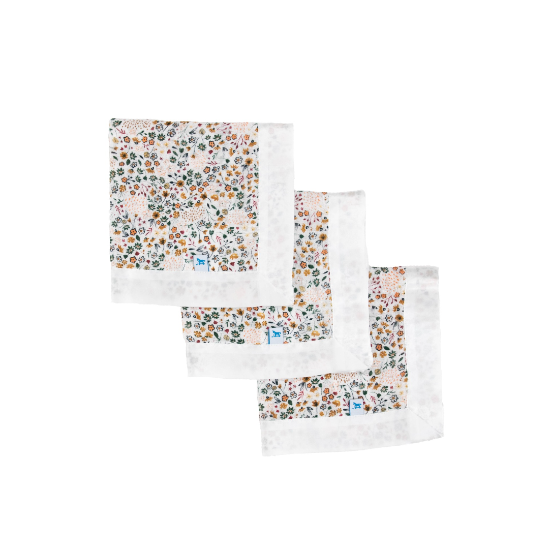 Little Unicorn Cotton Muslin Security Blanket 3 Pack / Pressed Petals
