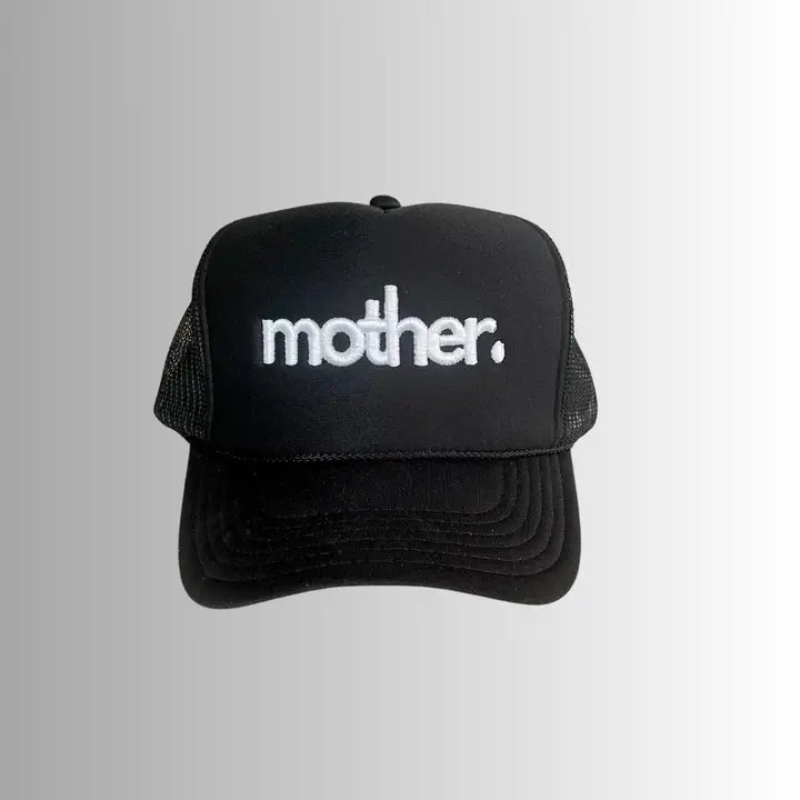 Embroidered Trucker Hat - Mother / Black