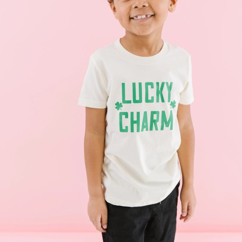 Lucky Charm St. Patricks Day Shirt / Natural & Green