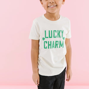 Lucky Charm St. Patricks Day Shirt / Natural & Green