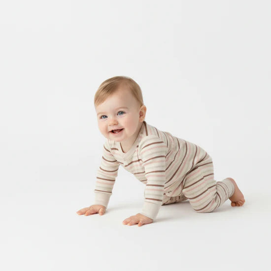 Organic 2-Way Zip Romper / Terra Stripes