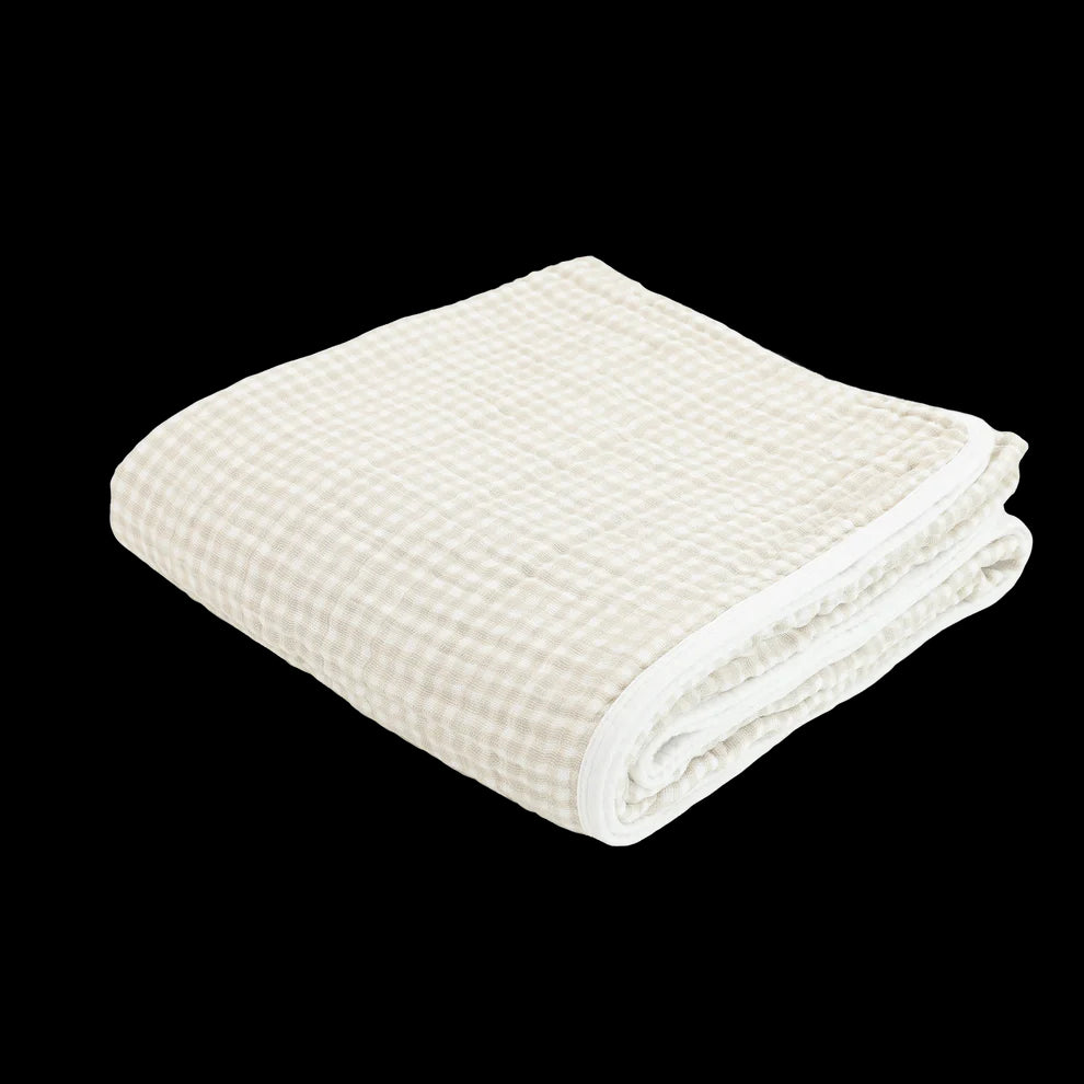 Little Unicorn Cotton Muslin Original Quilt (47"x47") / Tan Gingham