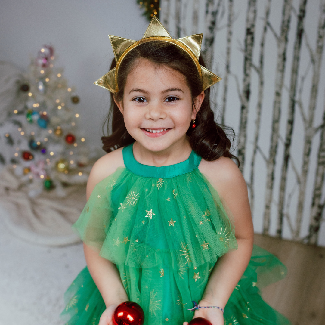 Christmas Tree Dress & Headpiece Set