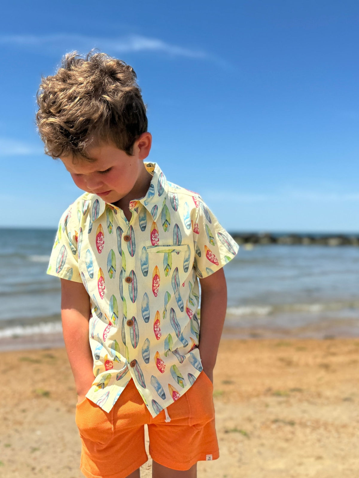 Me & Henry Maui Printed Shirt / Lemon Surfboards