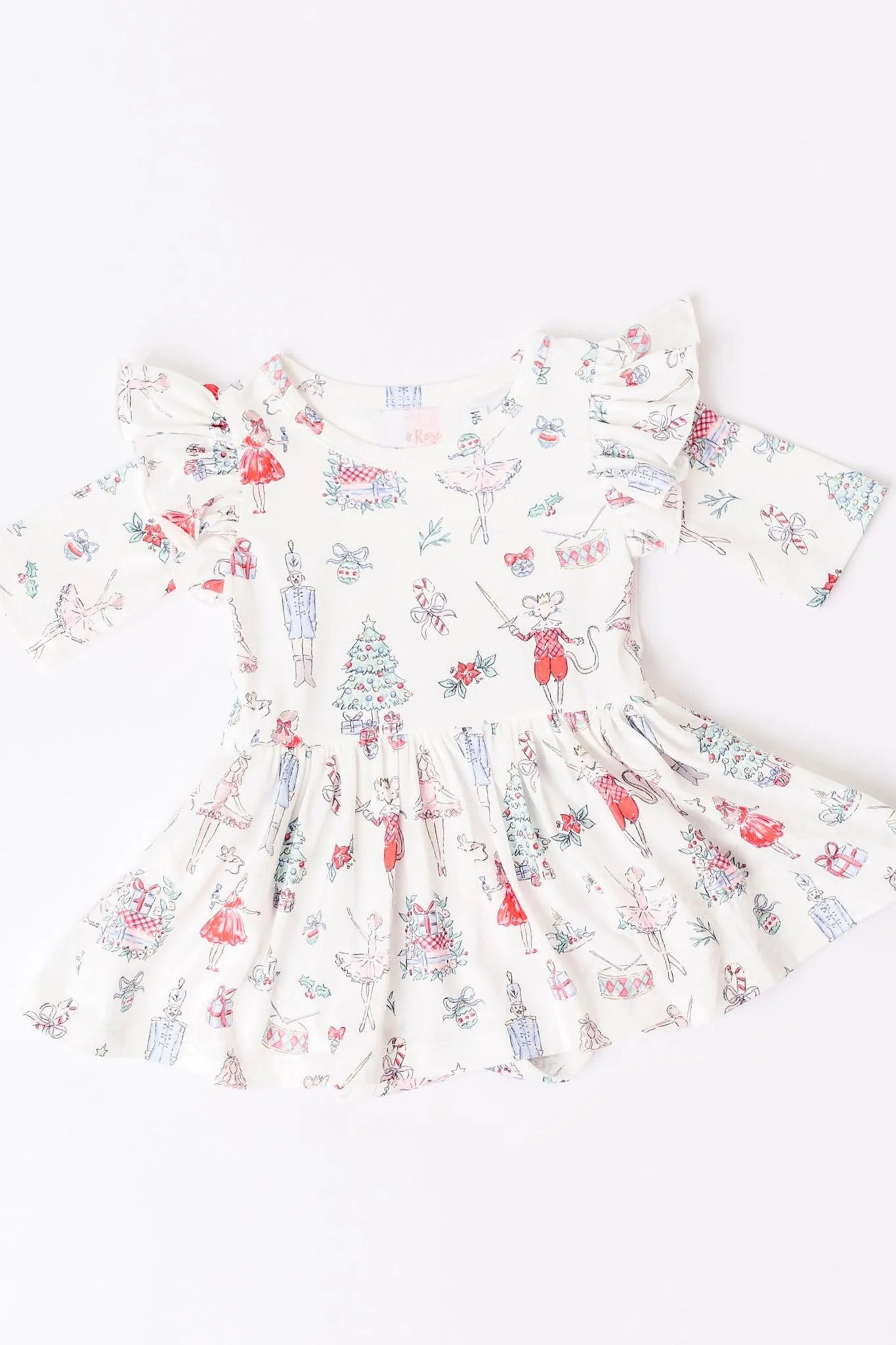 Clara's Christmas Flutter Twirl Bodysuit Dress