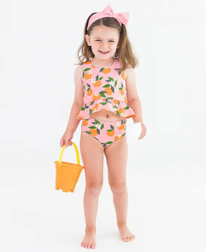 RuffleButts Orange You The Sweetest Reversible Peplum Tankini Set