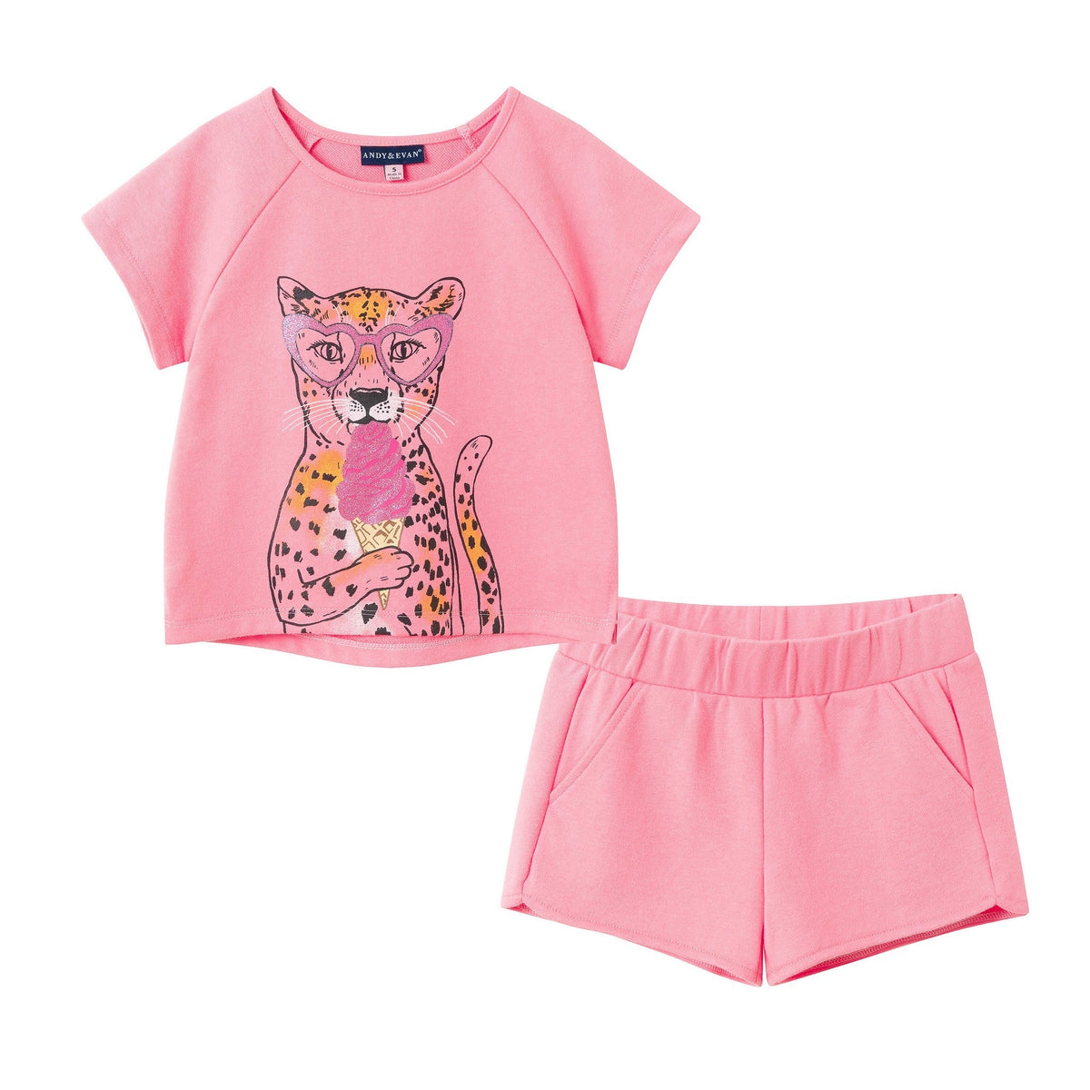 Cheetah French Terry Matching Short Set